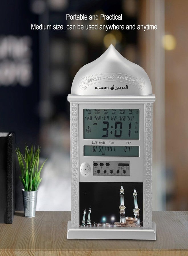 CHEOTIME Azan Clock, Muslim Prayer Clock Athan Wall Clock Reading Numbers for Home Office Mosque Azan Clocks Home Decor(Silver) - Image 5